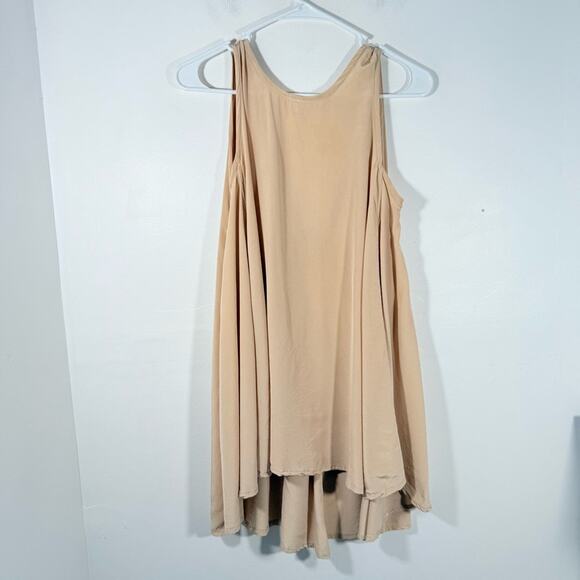 Elizabeth Suzann Marlena Nude Peach V Neck 100% Silk Knee Length Slip Dress XS - Picture 11 of 13